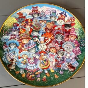 VTG  Bill Bell Cat Collectible Plate "Easter Purrade "
